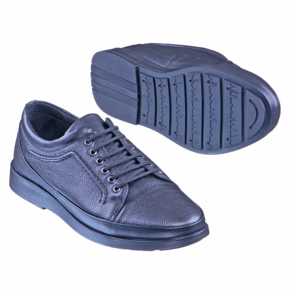 Siyah Ortopedik Diyabetik Bağcıklı Günlük Erkek Ayakkabı - 2