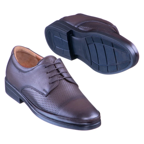 Kahverengi Lazer İşlemeli Bağcıklı Erkek Ayakkabı - 2