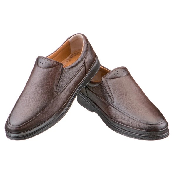 Kahverengi Baskılı Deri Erkek Ayakkabı