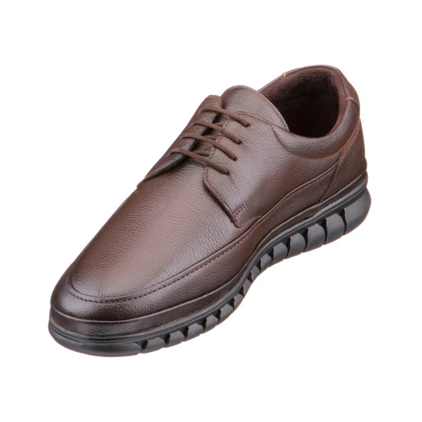 Kahverengi Baskılı Deri Bağcıklı Erkek Ayakkabı - Resim 4