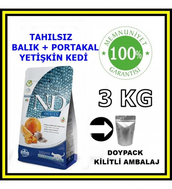 N&D tahılsız ocean balıklı yetişkin kedi maması 3 kg açık mama - 4