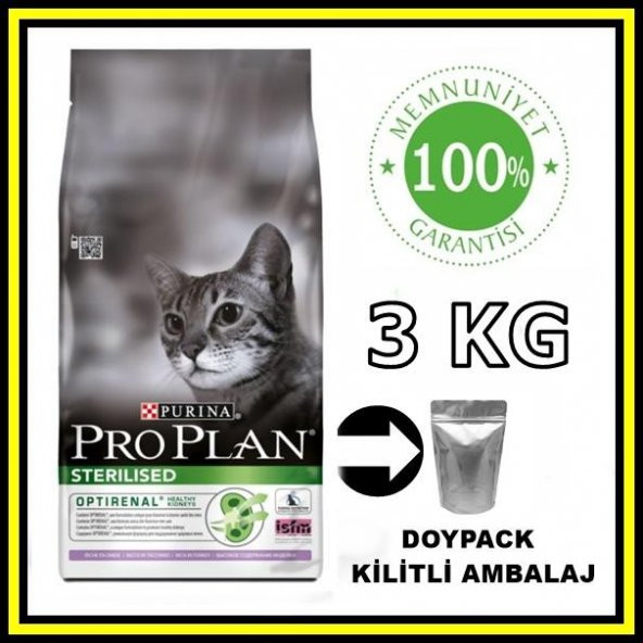 ProPlan sterilised hindili kısırlaştırılmış kedi maması 3 kg açık mama