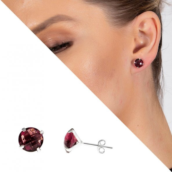 Nipora Fuşya Zirkon Taşlı Oval Tasarım Büyük Boy 925 Ayar Gümüş Kadın Küpe - 2