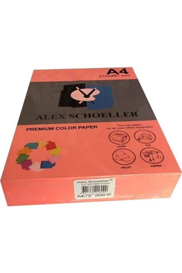 Alex Schoeller Renkli Fotokopi Kağıdı A4 75 GR Fosforlu Pembe (500 Lü Paket)