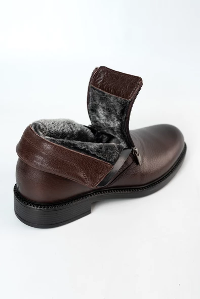 SMART İÇİ KÜRKLÜ EVA TABAN ÇİFT FERMUARLI HAKİKİ DERİ ERKEK BOT - 10