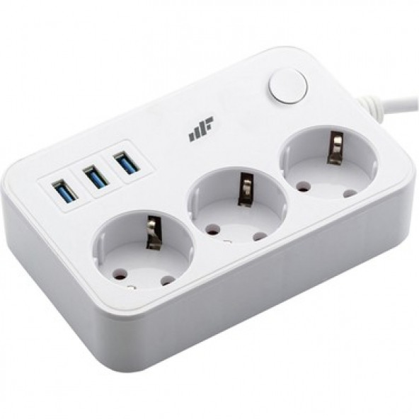 MF Product Jettpower 0370 Akım Korumalı 3 USB'li 3'lü Grup Priz 2 m Uzatma Kablosu Beyaz - 2