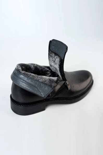 SMART İÇİ KÜRKLÜ EVA TABAN ÇİFT FERMUARLI HAKİKİ DERİ ERKEK BOT - 3