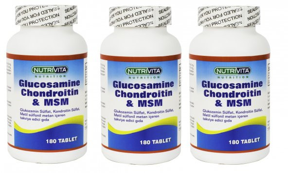 Nutrivita Nutrition Glucosamine Chondroitin Msm 180 tablet 3 Kt ürün görseli