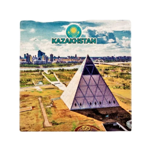 Kazakistan Temalı Taş Bardak Altlığı