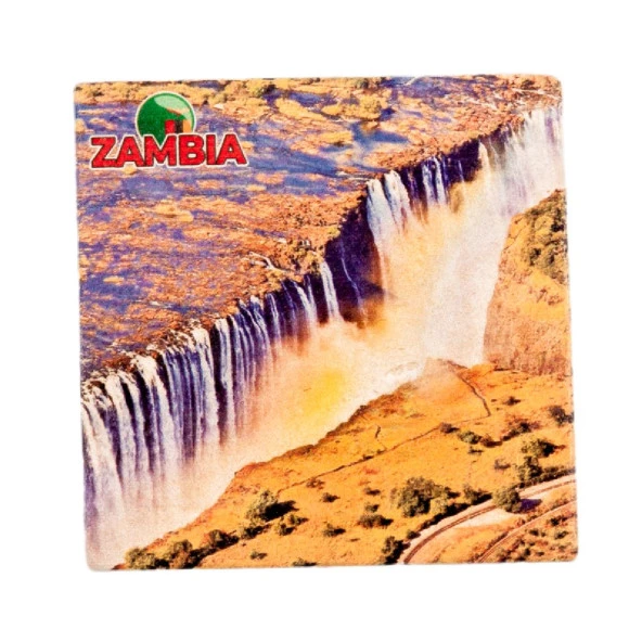 Zambiya Temalı Taş Bardak Altlığı