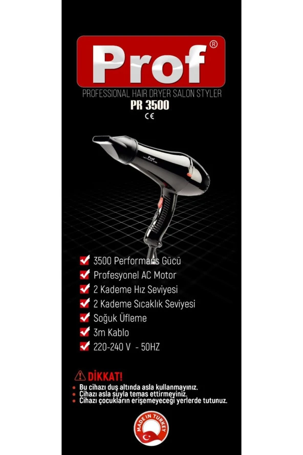 Prof Turbo Profesyonel Fön Makinesi ve Saç Kurutma - 6