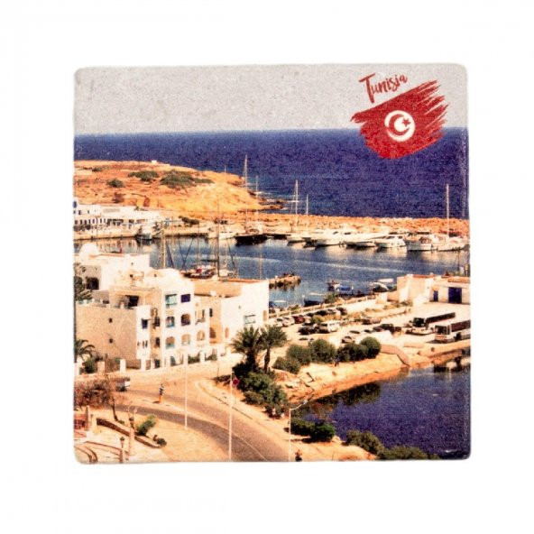 Tunus Temalı Taş Bardak Altlığı