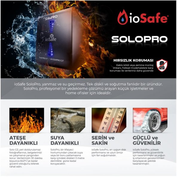 ioSafe Profesyonel 2TB Yanmaz,Su Geçirmez Depreme ve  Darbeye Dayanıklı Taşınabilir Harici Hard Disk (SM2TB1YR) - 3