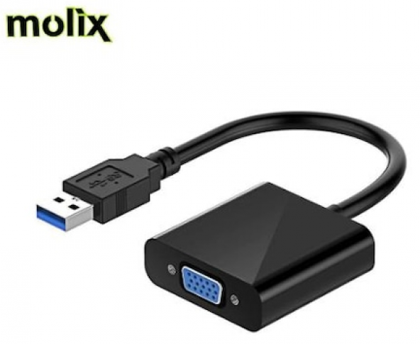 Molix USB 3.0 To Vga Çevirici Dönüştürücü Adaptör Kablosu