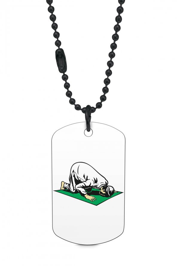 Namaz Kılan Adam Siyah Renk Künye / Kolye DFT729