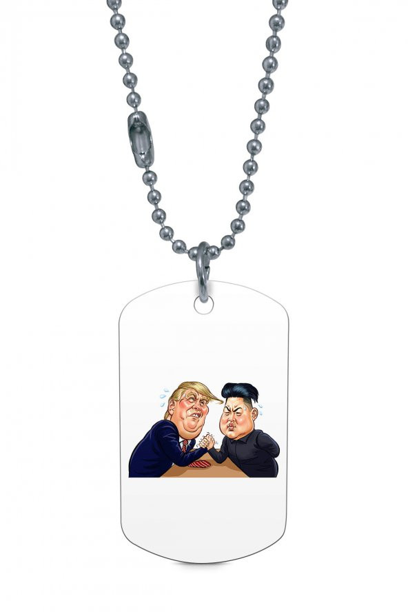 Trump Ve Kim Jong-Un Gümüş Renk Künye / Kolye DFT997