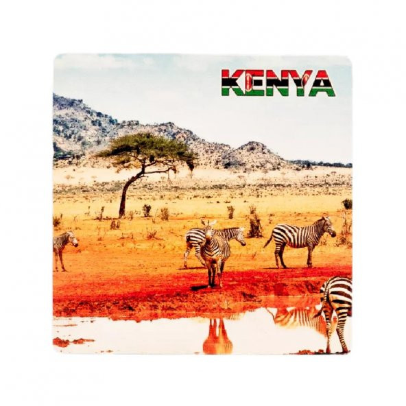 Kenya Temalı Ahşap Bardak Altlığı