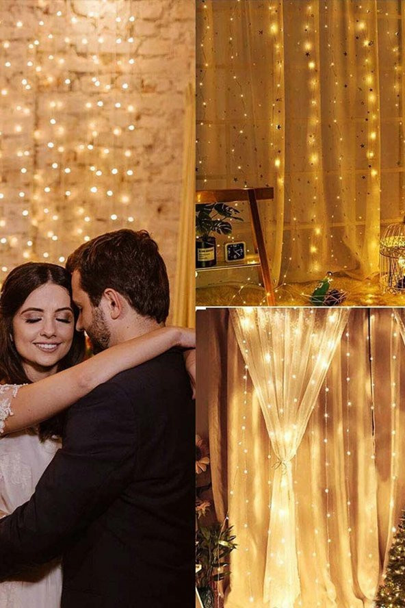 Peri Telli Perde Led 2x2 Metre, Uzaktan Kumandalı, Usbli, 8 Animasyonlu 12 Saçaklı 240 Ledli - 2