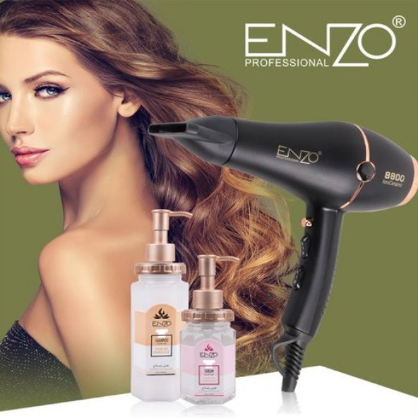 EN-3lü Premium Saç Bakım Seti Şampuan Saç Serumu Ve 8800 W Fön Makinesi