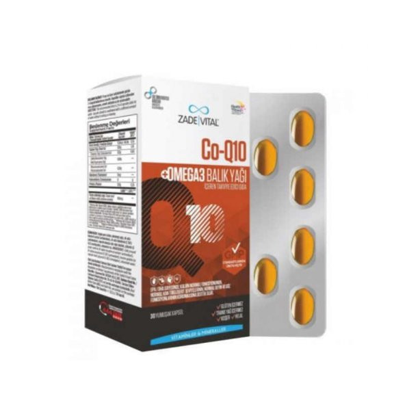 Zade Vital Co-Q10 Omega3 Balık Yağı İçeren Takviye Edici Gıda 30 Kapsül ürün görseli 1