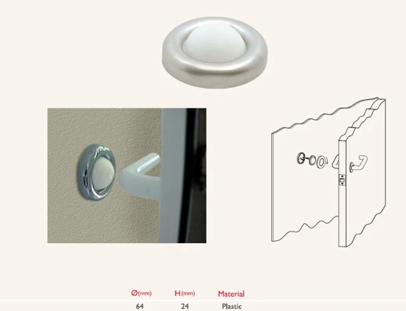 Gürçay Kapı Pencere Stoperi Duvara Montaj Mat Krom - 3