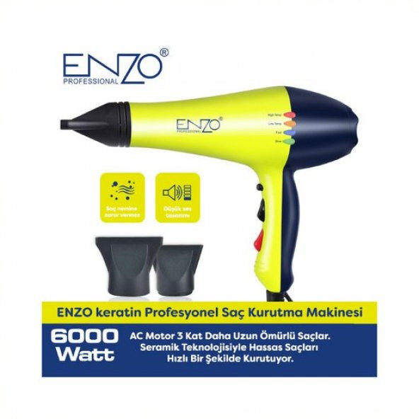 ENZO keratin Profesyonel 6000W Saç Kurutma Makinesi TE30122 - 2