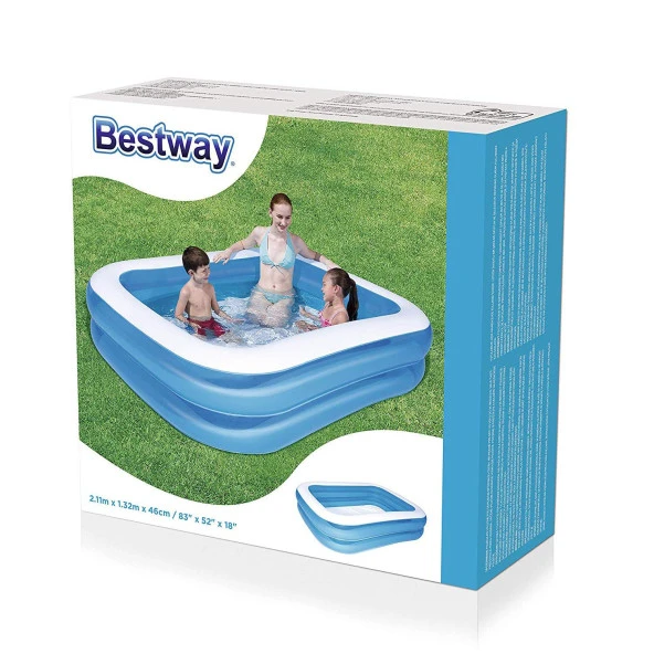 Bestway 12819 Büyük Boy Dikdörtgen Şişme Aile Havuzu (211x132x46cm) - 5