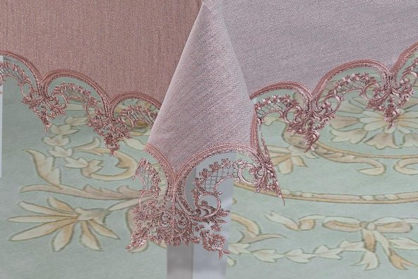 Finezza Ahsen Dantelli Etamin Kumaş Sofra Takımı 8 Kşl. 170x230 cm 17 Prç. - 191 - 3