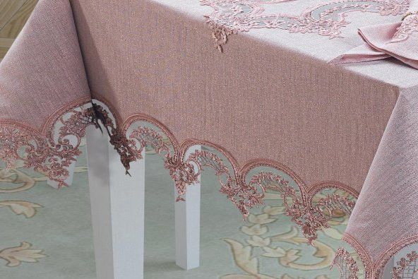 Finezza Ahsen Dantelli Etamin Kumaş Sofra Takımı 8 Kşl. 170x230 cm 17 Prç. - 191 - 4