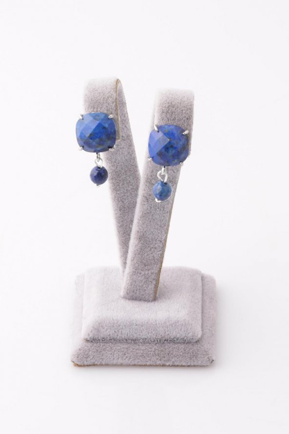 Lapis Lazuli Doğal Taş Küpe - 2
