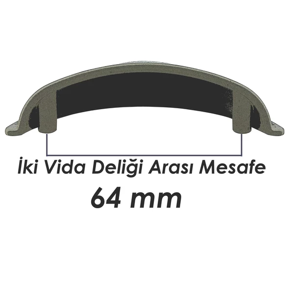 Çanak Çekmece Mutfak Dolap Kapak Kulpu Kulbu 64 mm Metal Kulp - 11