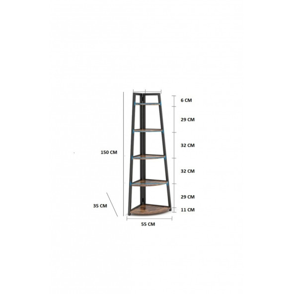 Metal Köşe Kitaplık, Çiçeklik Aksesuar Rafı - 5