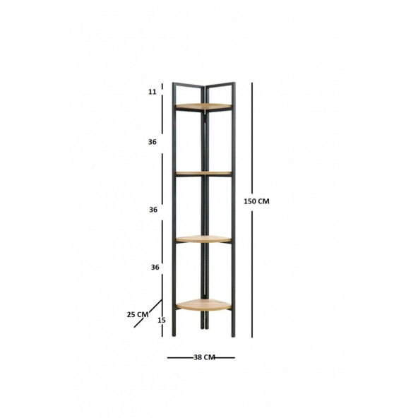 Köşe Kitaplık, Metal Kitaplık, Duvar Rafı, Çiçeklik - 3