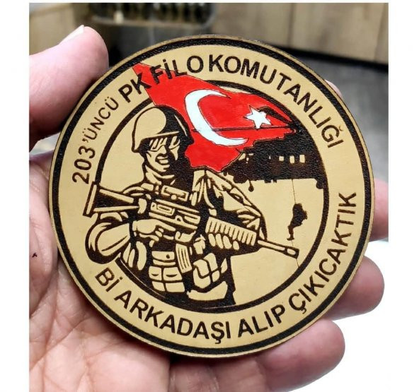 203 FİLO Bİ ARKADAŞI ALIP ÇIKICAKTIK Deri PEÇ - Arma - Askeri Patch - Resim 2