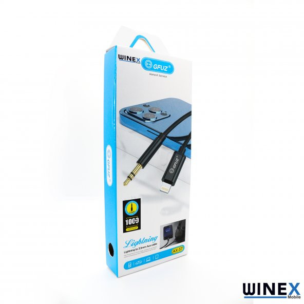 Winex AX37 Gfz Lightning to 3.5mm Aux Ses Kablosu Siyah - 4