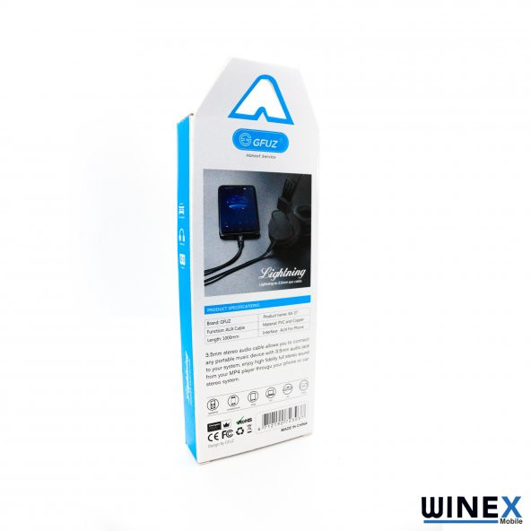 Winex AX37 Gfz Lightning to 3.5mm Aux Ses Kablosu Siyah - 5