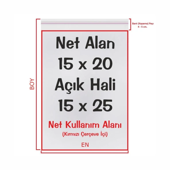 15x20+5 cm. (15x25) 25 Adet Şeffaf Bantlı Jelatin - CD Jelatini