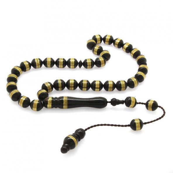 Nipora Sistemli Pirinç Sarmal Silindir Kesim Fırınlanmış Kuka Tesbih - Resim 2