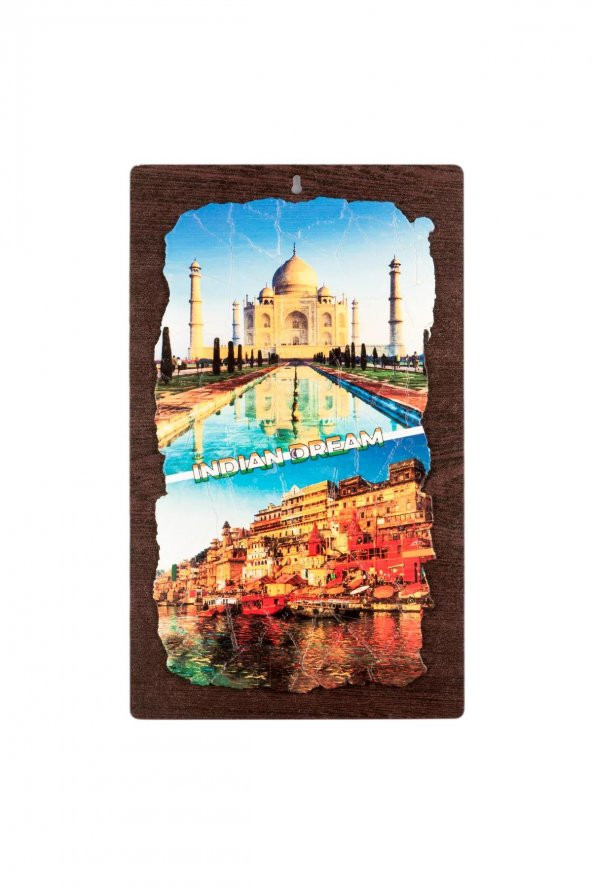 Hindistan Temalı Ahşap Fresco Tablo - 2