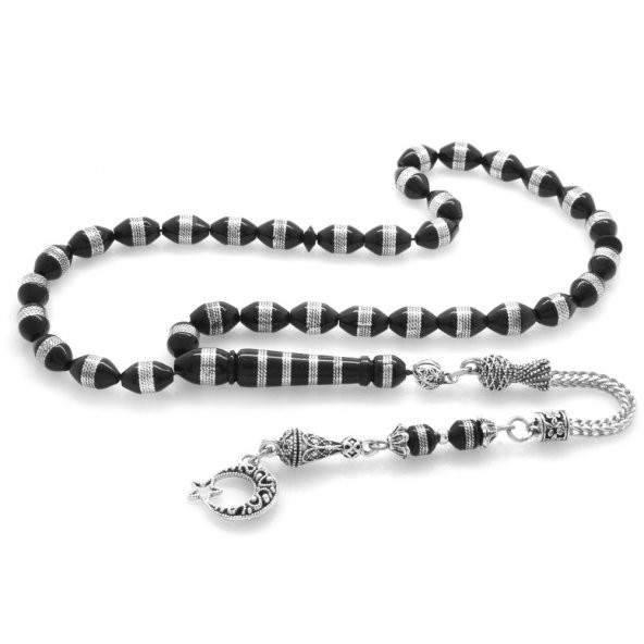 Nipora Kararmaz Metal Püsküllü Metal Sarmal Arpa Kesim Fırınlanmış Kuka Tesbih