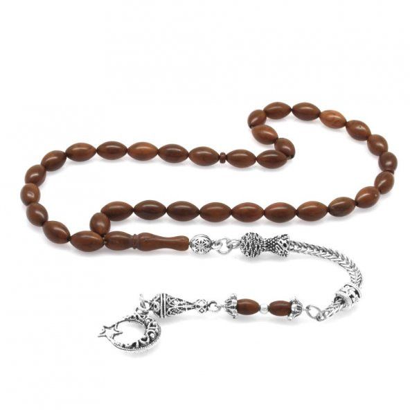 Nipora Kararmaz Metal Püsküllü Koyu Renk Arpa Kesim Kuka Tesbih - Resim 2