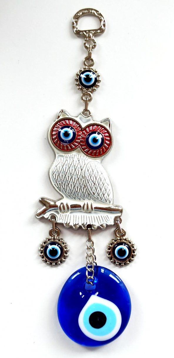 Cam Nazar Boncuklu Mini Baykuş Duvar Süsü ürün görseli