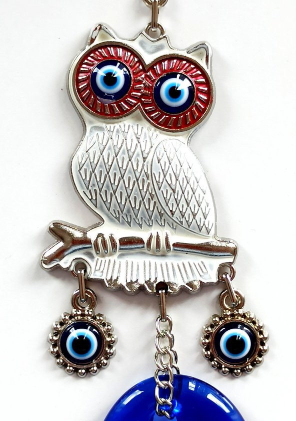 Cam Nazar Boncuklu Mini Baykuş Duvar Süsü - Resim 2