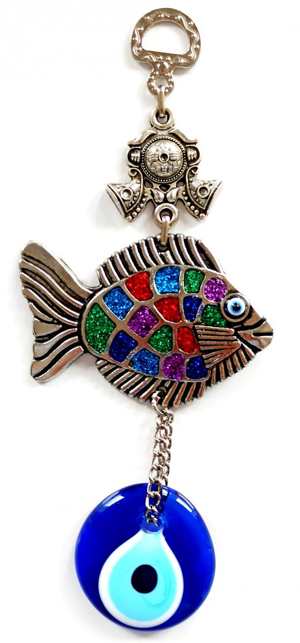 Mavi Nazar Boncuklu Balık Figürlü Mini Balık Duvar Süsü ürün görseli