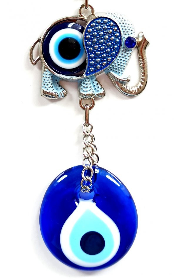 Cam Nazar Boncuklu Filli Mini Duvar Süsü - Resim 2