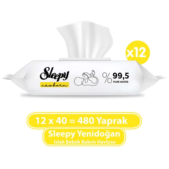 Sleepy Yenidoğan Islak Bebek Havlusu 12x40 (480 Yaprak)