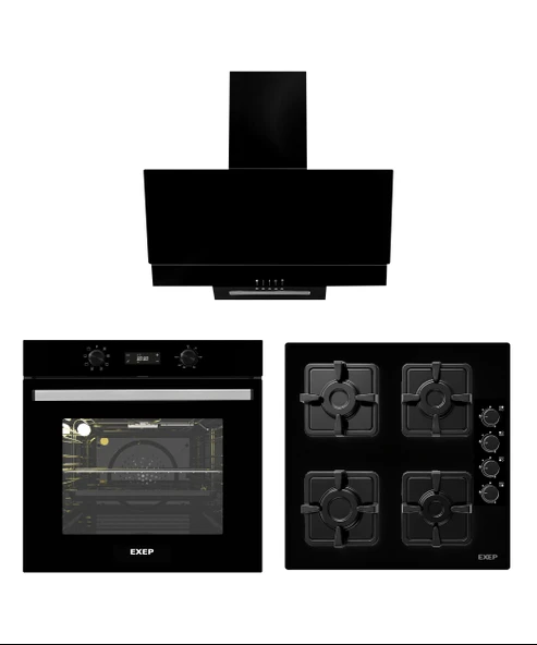 Exep Plus Line Siyah 3 Lü Ankastre Set (Ed401-Eo320-Ef260) - 1