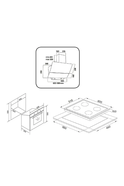 Exep Plus Line Siyah 3 Lü Ankastre Set (Ed401-Eo320-Ef260) - 5