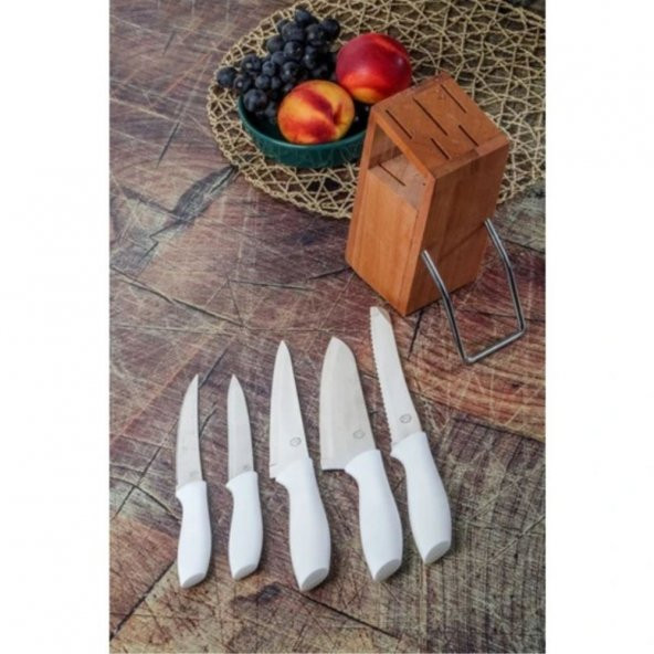 Cooker 6 Parça Standlı Bıçak Seti Beyaz CKR2830 - 2