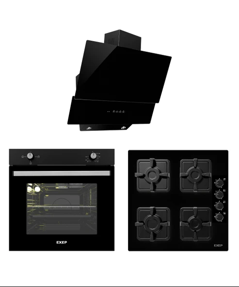 EXEP SMART SİYAH 3 LÜ ANKASTRE SET (ED402-EO320-EF200)